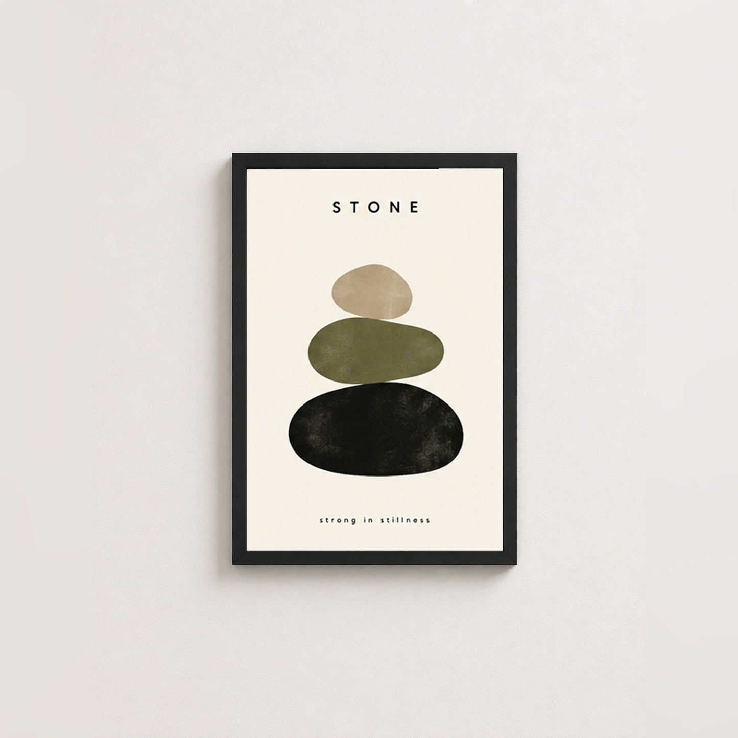 Taşların Dinginliği – Minimal Çerçeveli Poster — Siyah — Paspartusuz — TabloLab
