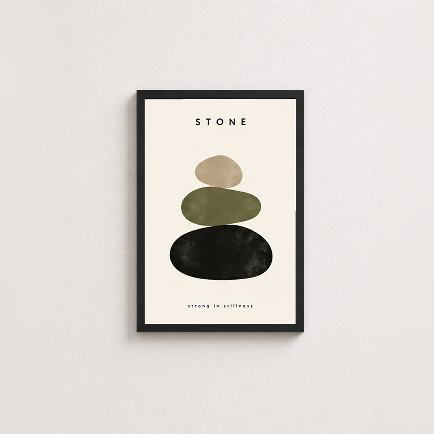 Taşların Dinginliği – Minimal Çerçeveli Poster — Siyah — Paspartusuz — TabloLab
