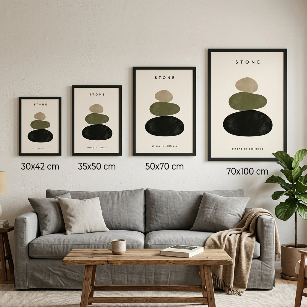 Taşların Dinginliği – Minimal Çerçeveli Poster — Siyah — Paspartusuz — TabloLab