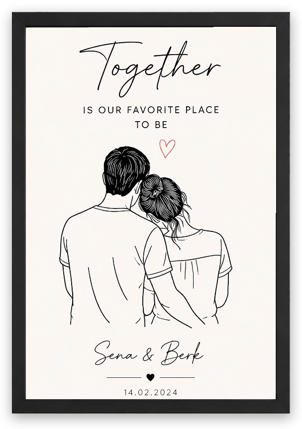 Together - Couple Lab Kişiselleştirilebilir Tablo — Siyah Çerçeve — TabloLab