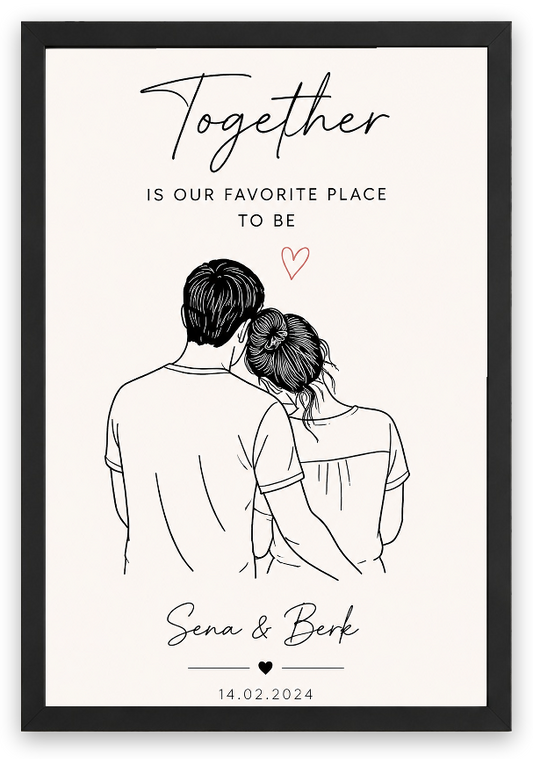 Together - Couple Lab Kişiselleştirilebilir Tablo — Siyah Çerçeve — TabloLab