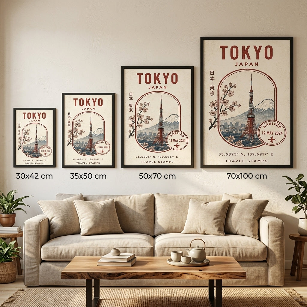 Tokyo Seyahat Hatırası – Vintage Çerçeveli Poster — Siyah — Paspartusuz — TabloLab