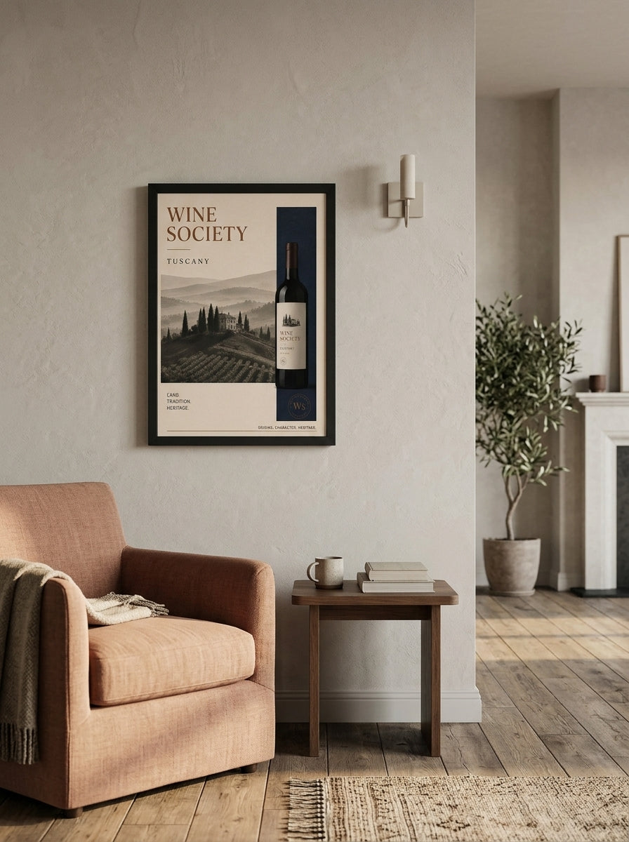 Toskana Bağları – Klasik Çerçeveli Poster — Siyah Çerçeve — TabloLab