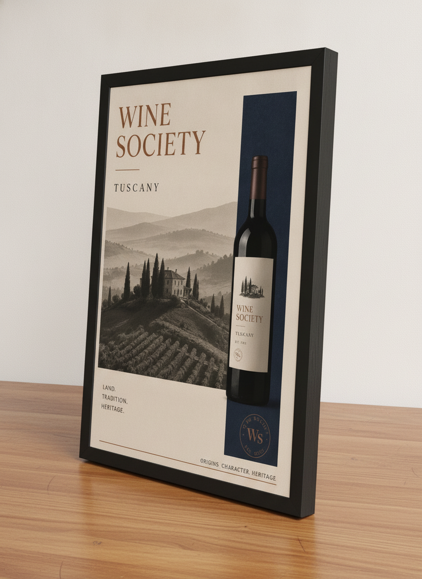 Toskana Bağları – Klasik Çerçeveli Poster — Siyah Çerçeve — TabloLab