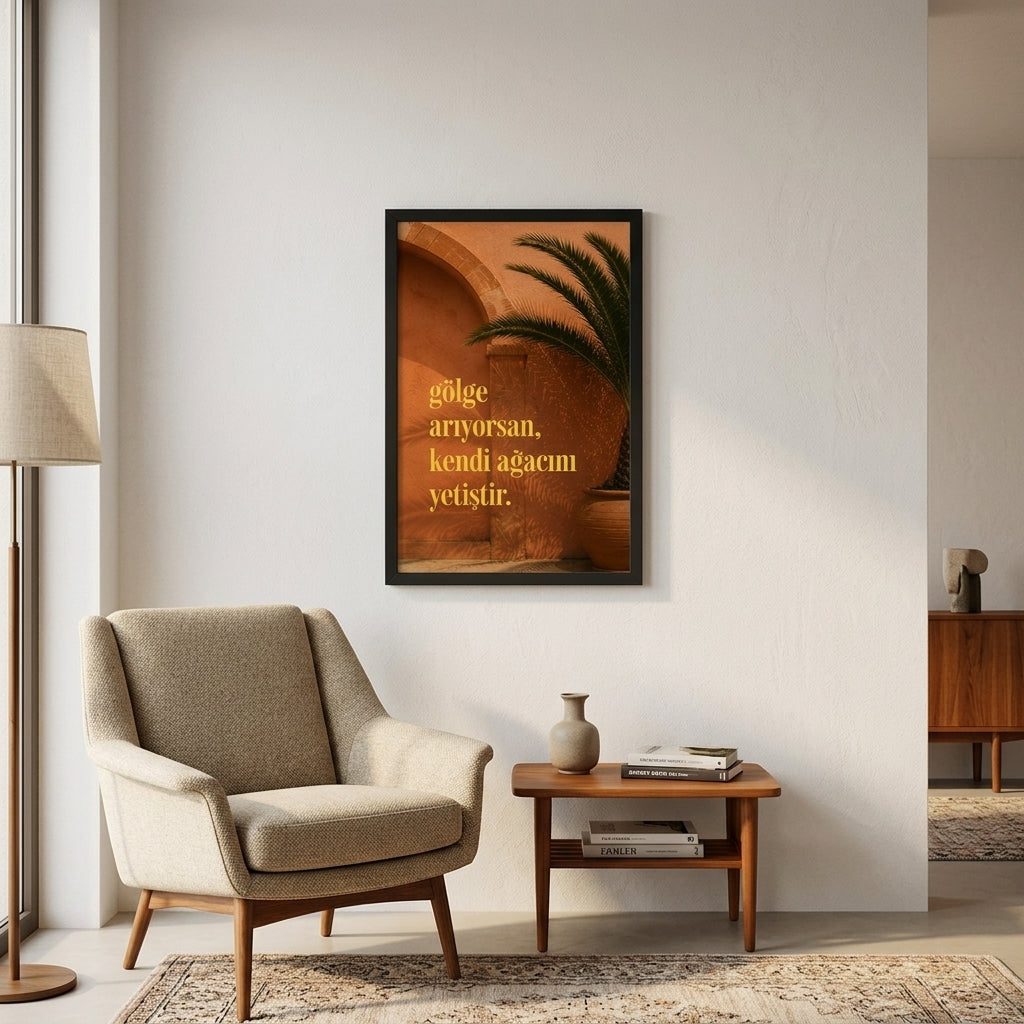 Tropikal Gölge – Modern Çerçeveli Poster — Siyah — Tam Baskı — TabloLab