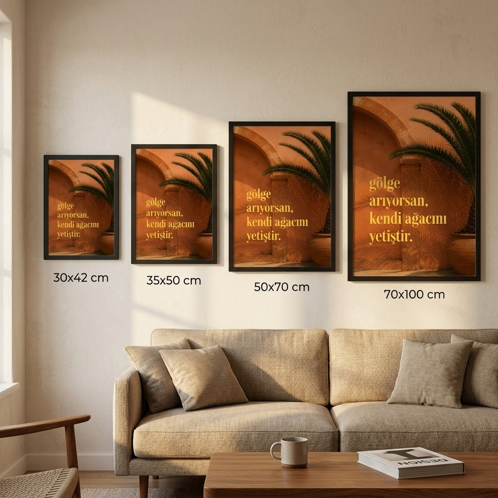 Tropikal Gölge – Modern Çerçeveli Poster — Siyah — Tam Baskı — TabloLab