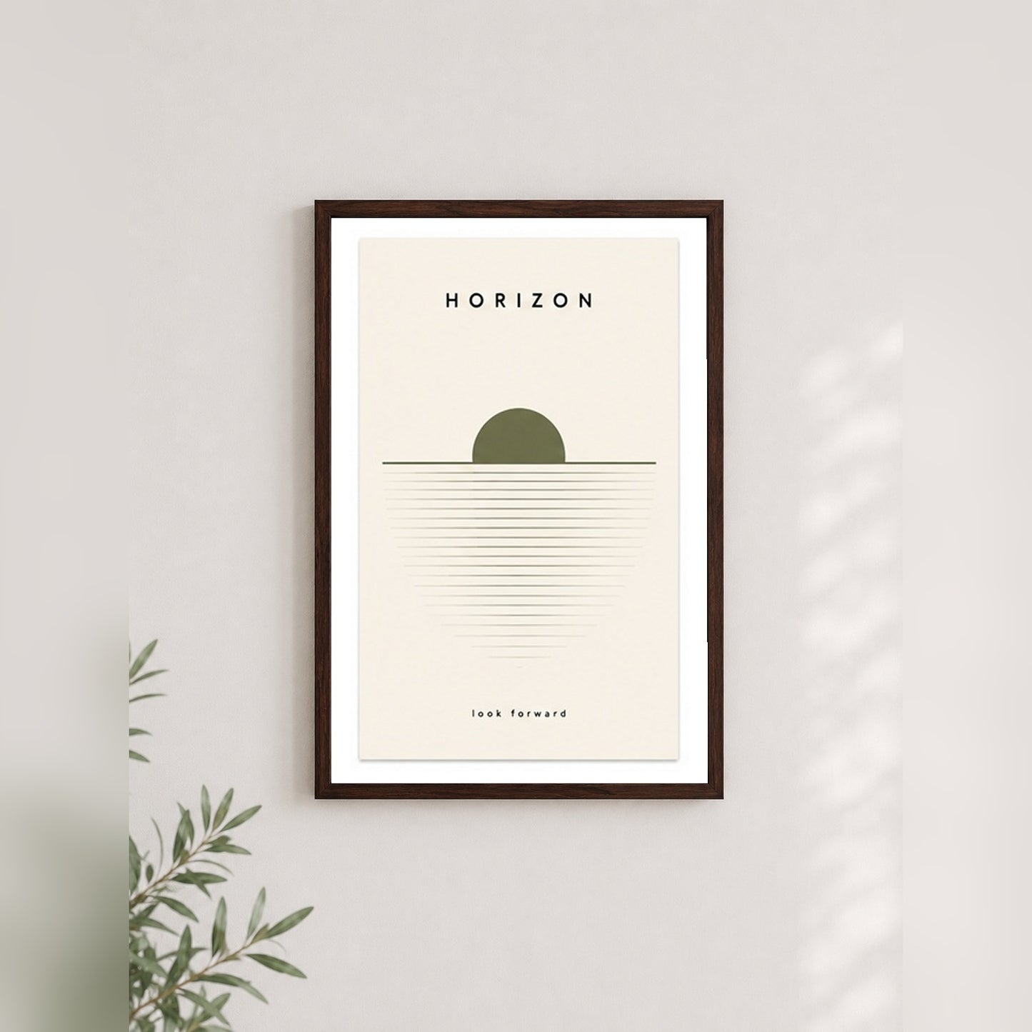 Ufuk Çizgisi – Minimal Çerçeveli Poster — Ceviz — Paspartulu — TabloLab