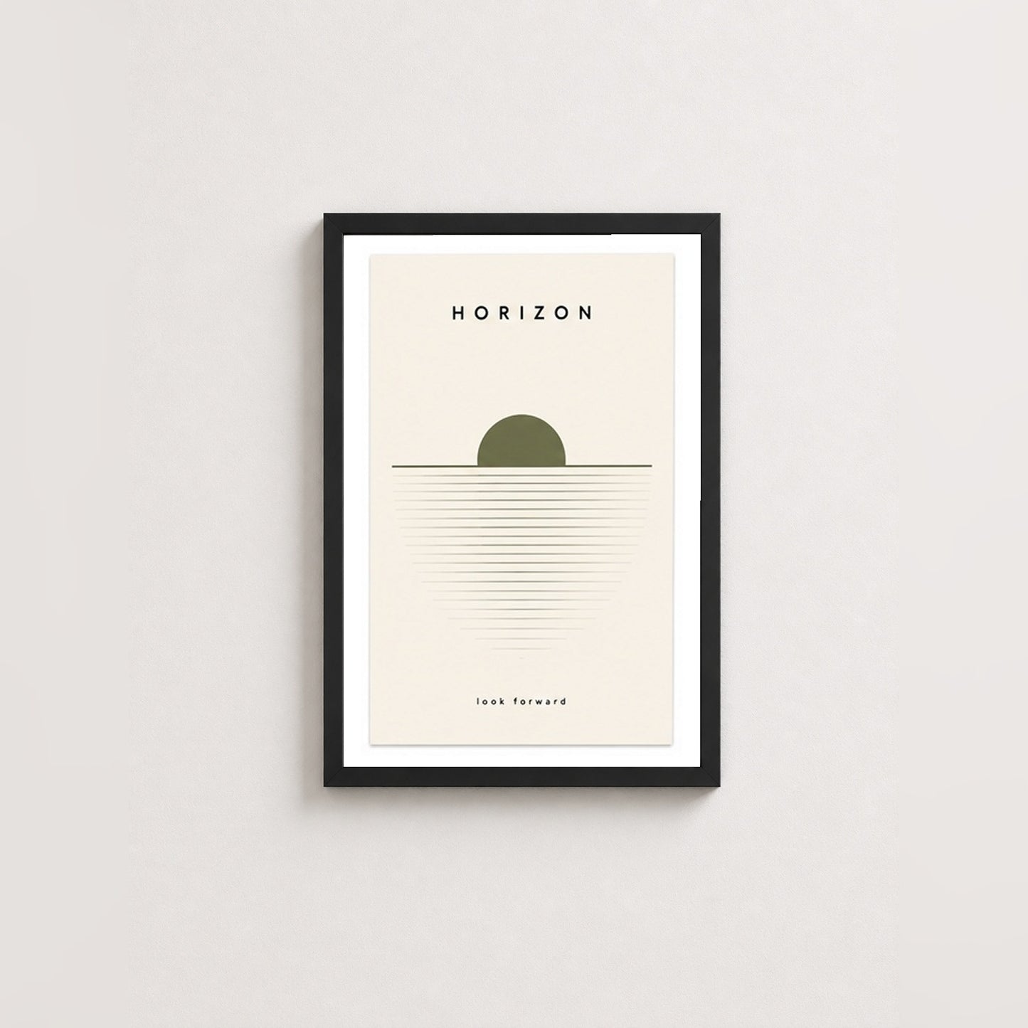 Ufuk Çizgisi – Minimal Çerçeveli Poster — Siyah — Paspartulu — TabloLab