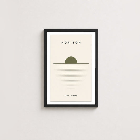 Ufuk Çizgisi – Minimal Çerçeveli Poster — Siyah — Paspartulu — TabloLab