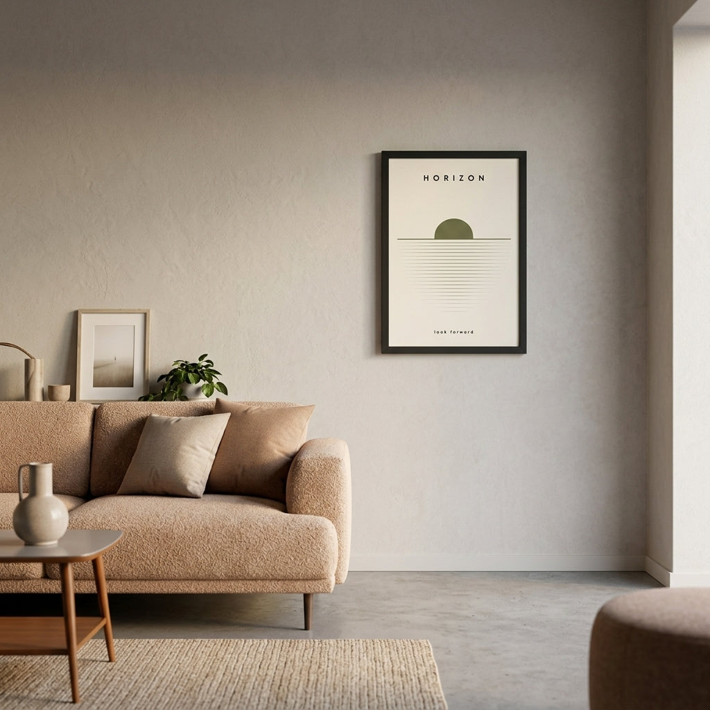 Ufuk Çizgisi – Minimal Çerçeveli Poster — Siyah — Paspartusuz — TabloLab