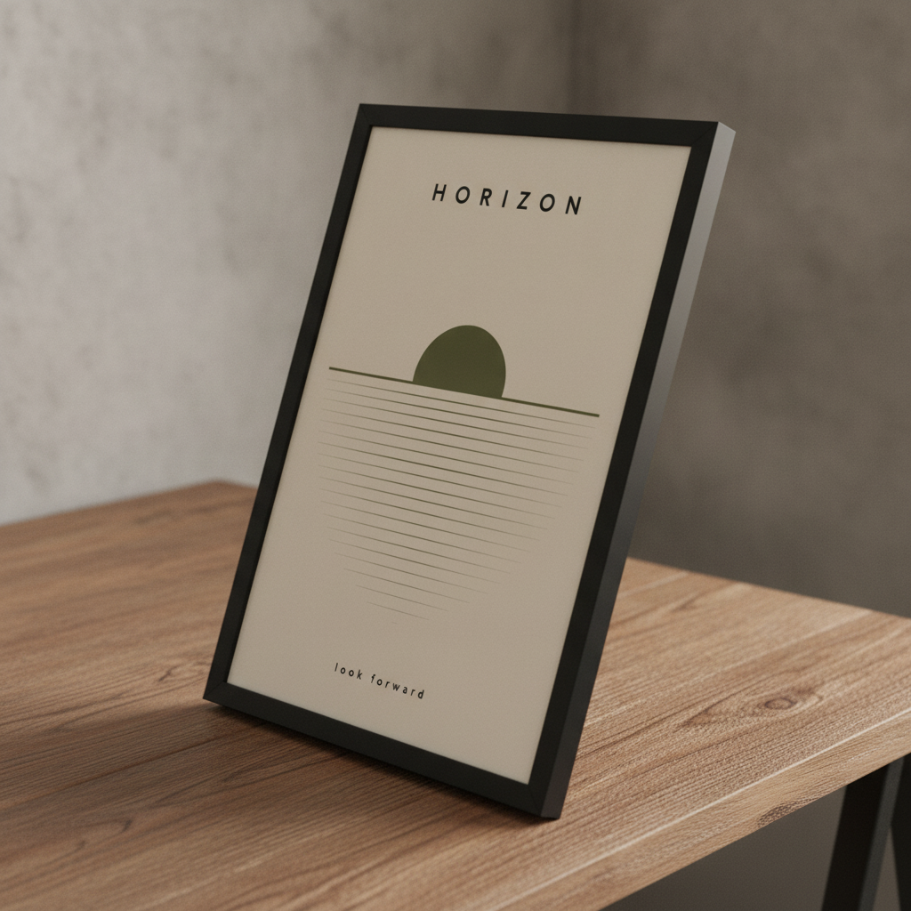 Ufuk Çizgisi – Minimal Çerçeveli Poster — Siyah — Paspartusuz — TabloLab