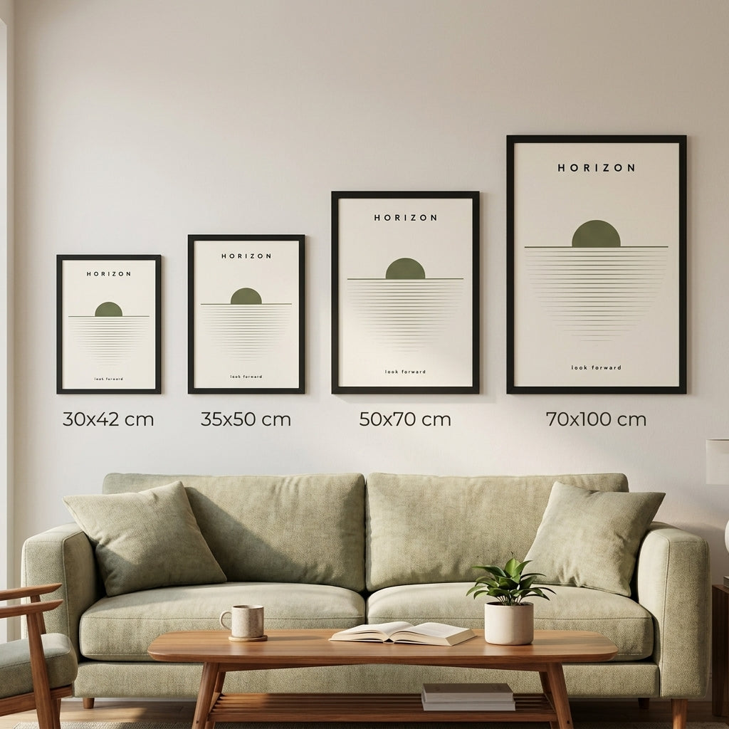 Ufuk Çizgisi – Minimal Çerçeveli Poster — Siyah — Paspartusuz — TabloLab