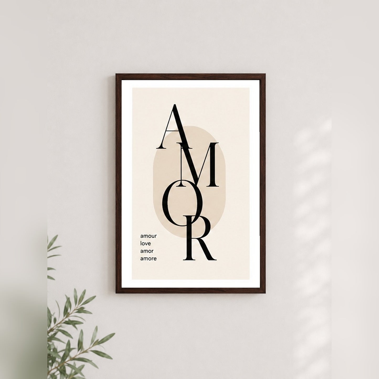 Uluslararası Aşk – Modern Çerçeveli Poster — Ceviz — Beyaz Kenarlı — TabloLab
