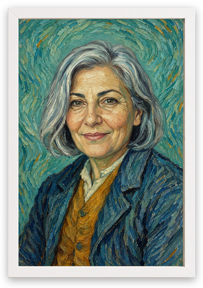 Van Gogh Otoportresi — Beyaz çerçeve, kişiselleştirilmiş örnek tasarım