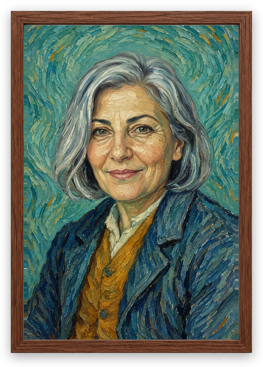 Van Gogh Otoportresi — Ceviz çerçeve, kişiselleştirilmiş örnek tasarım