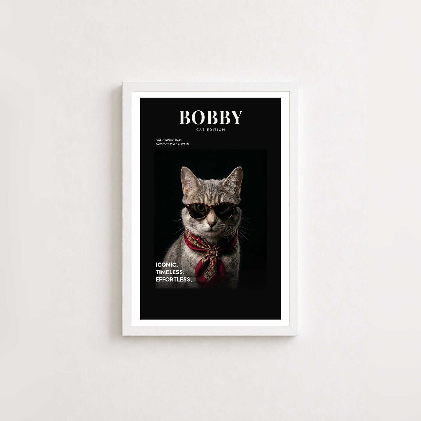 Vogue Cat Tablon — Beyaz — Beyaz Kenarlı — TabloLab