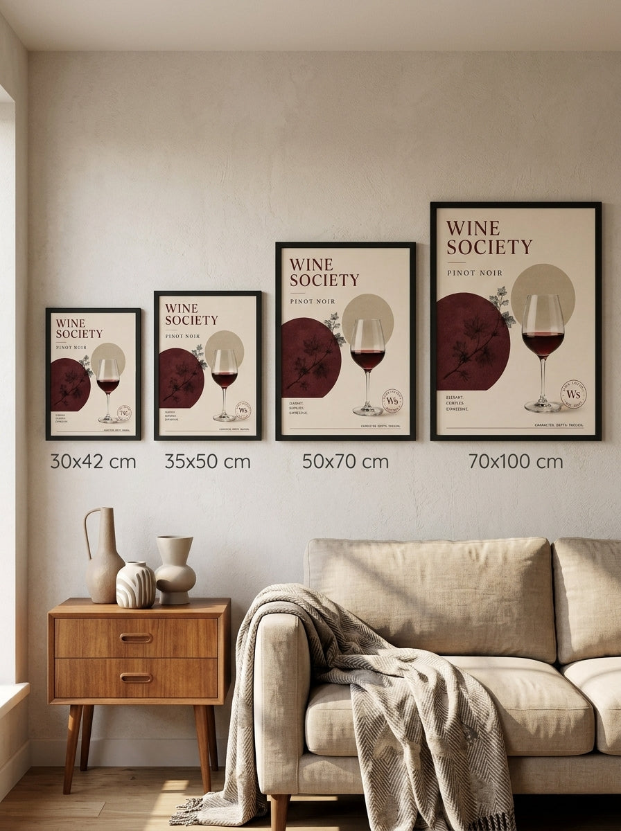 Wine Society Pinot Noir – Modern Çerçeveli Poster — Siyah Çerçeve — TabloLab