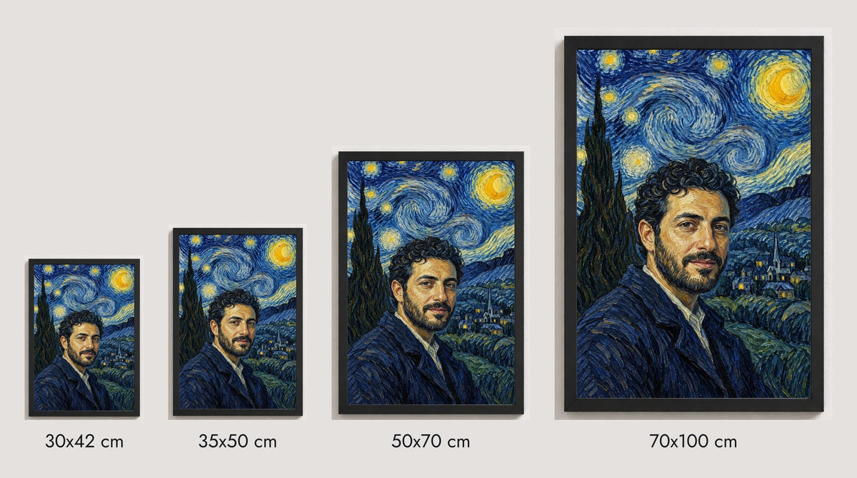 30×42, 35×50, 50×70 ve 70×100 cm ölçü karşılaştırması