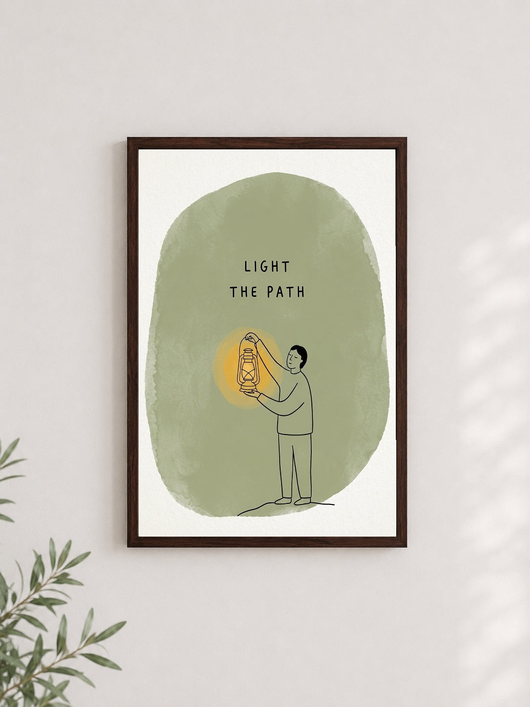 Yolu Aydınlat – Minimalist Çerçeveli Poster — Ceviz Çerçeve — TabloLab