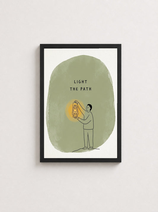 Yolu Aydınlat – Minimalist Çerçeveli Poster — Siyah Çerçeve — TabloLab