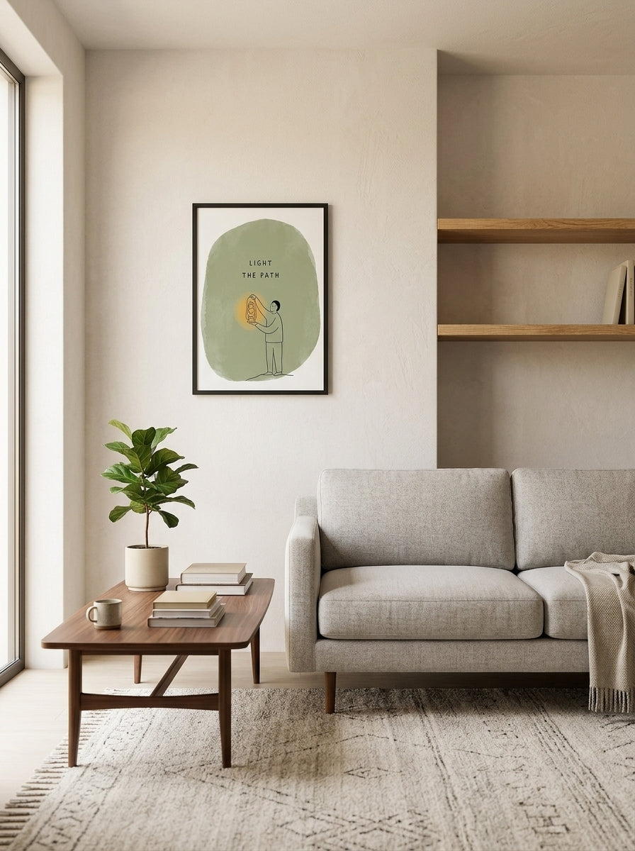 Yolu Aydınlat – Minimalist Çerçeveli Poster — Siyah Çerçeve — TabloLab