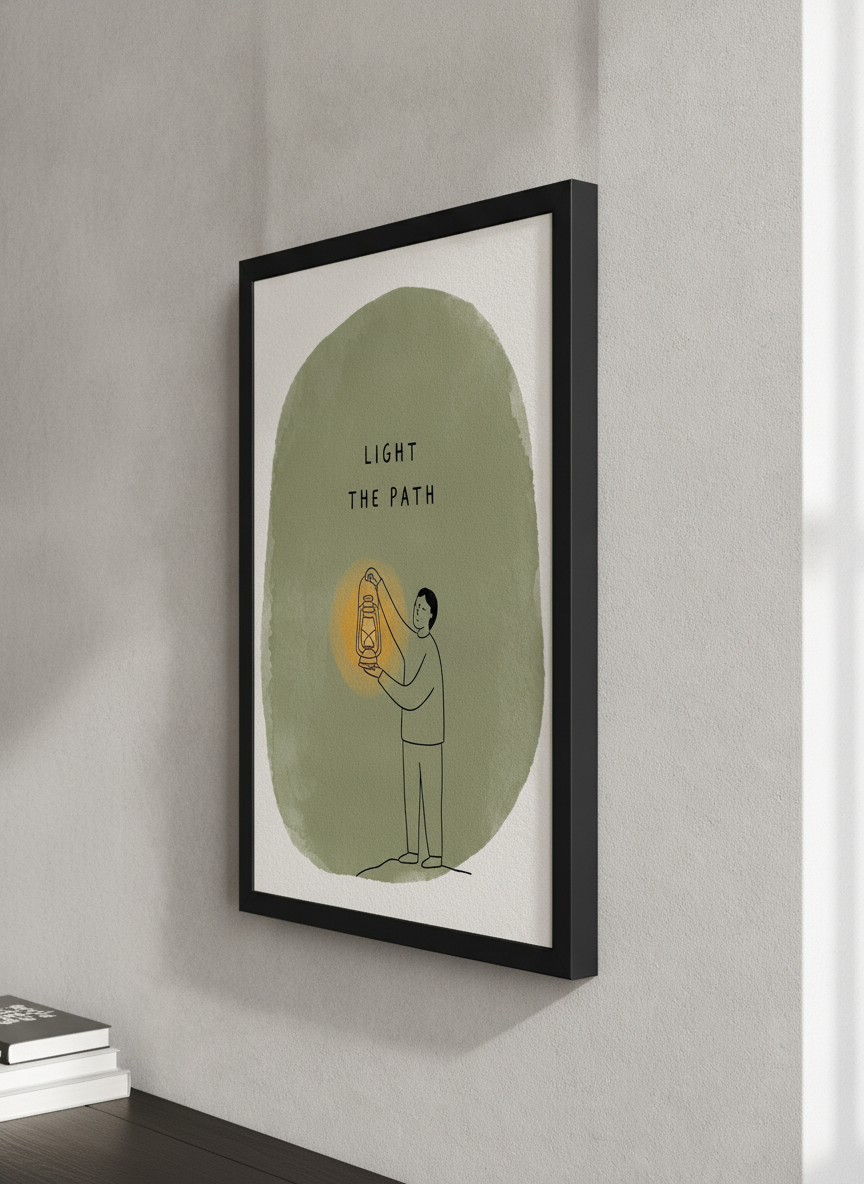 Yolu Aydınlat – Minimalist Çerçeveli Poster — Siyah Çerçeve — TabloLab