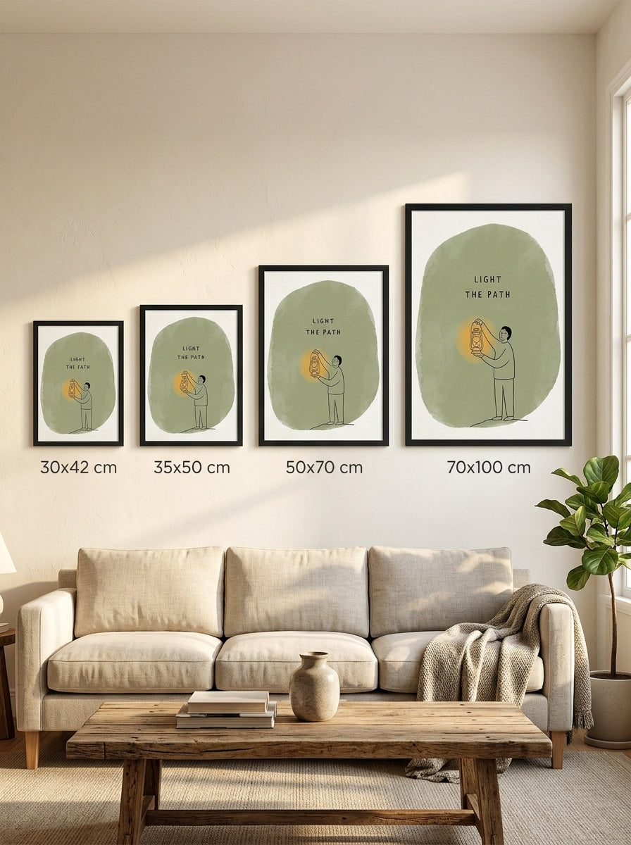 Yolu Aydınlat – Minimalist Çerçeveli Poster — Siyah Çerçeve — TabloLab