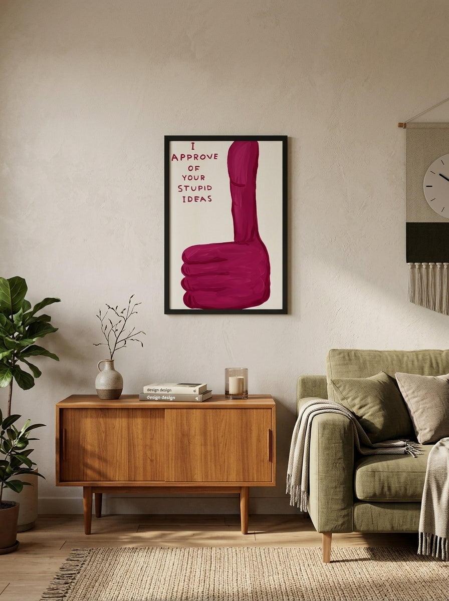 Yumuşak Pembe Onay – Modern Çerçeveli Poster — Siyah Çerçeve — TabloLab