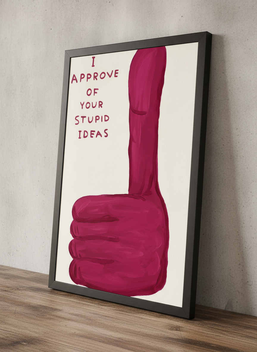 Yumuşak Pembe Onay – Modern Çerçeveli Poster — Siyah Çerçeve — TabloLab