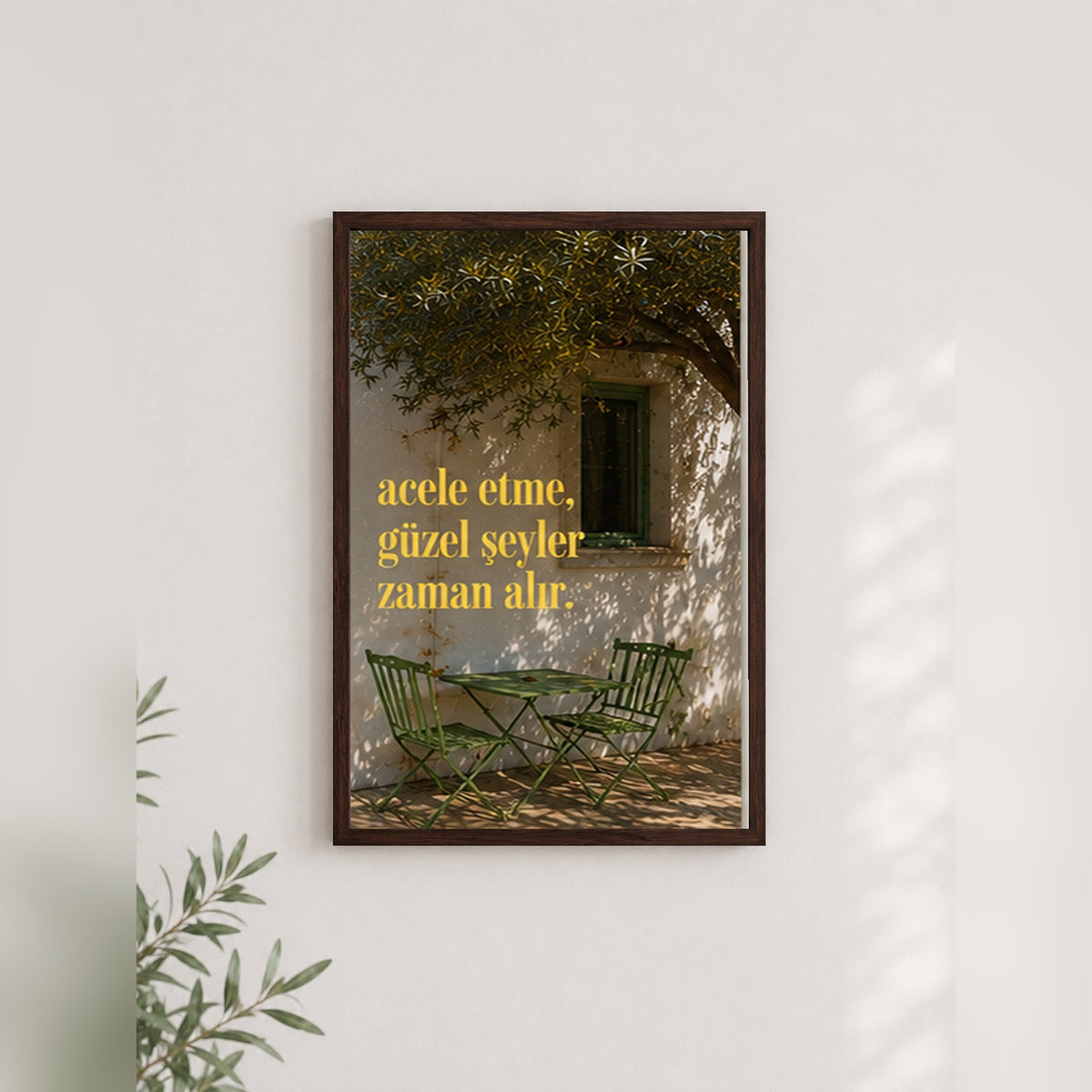 Zamana Karşı Güzel Anlar – Vintage Çerçeveli Poster — Ceviz — Tam Baskı — TabloLab
