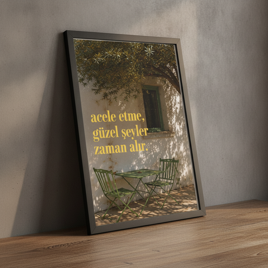 Zamana Karşı Güzel Anlar – Vintage Çerçeveli Poster — Siyah — Tam Baskı — TabloLab