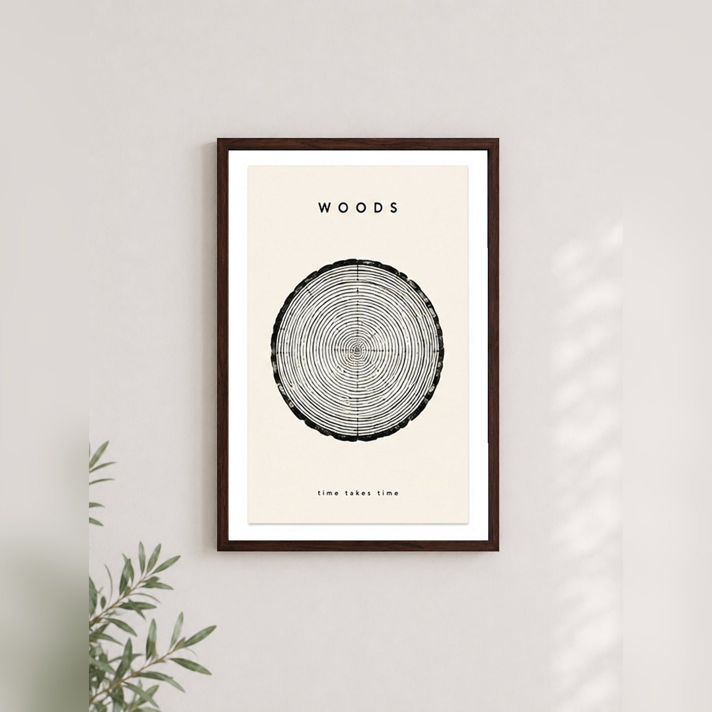 Zamana Karşı Halkalar – Modern Çerçeveli Poster — Ceviz — Paspartulu — TabloLab