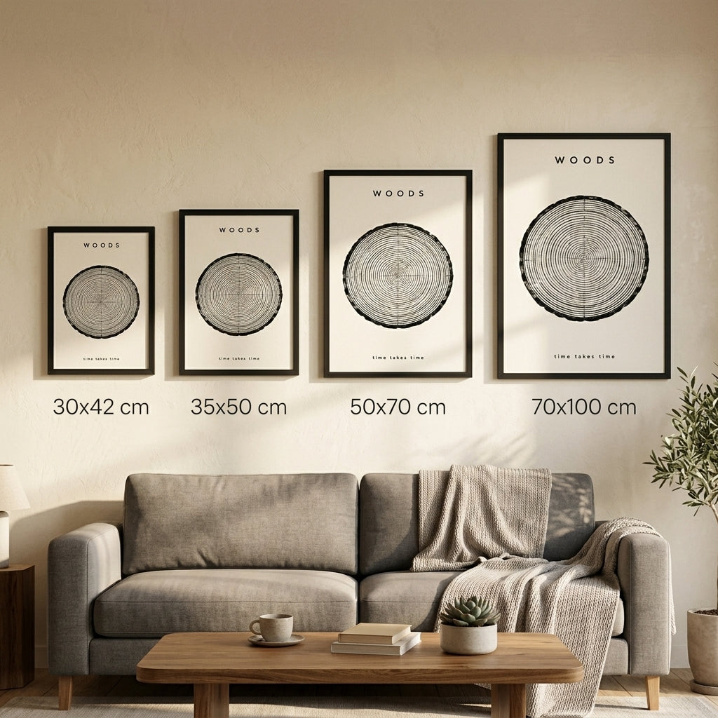 Zamana Karşı Halkalar – Modern Çerçeveli Poster — Siyah — Paspartusuz — TabloLab