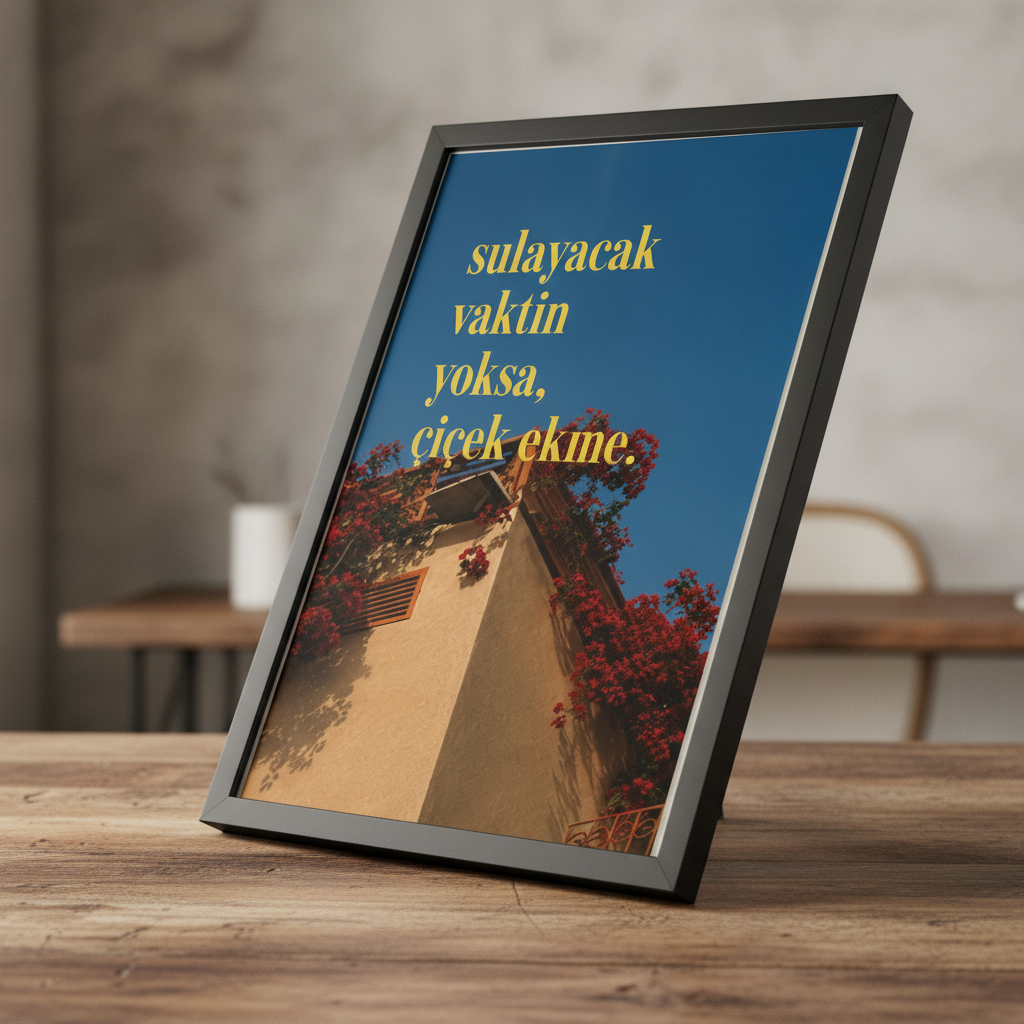 Zamanın Önemi – Modern Çerçeveli Poster — Siyah — Tam Baskı — TabloLab