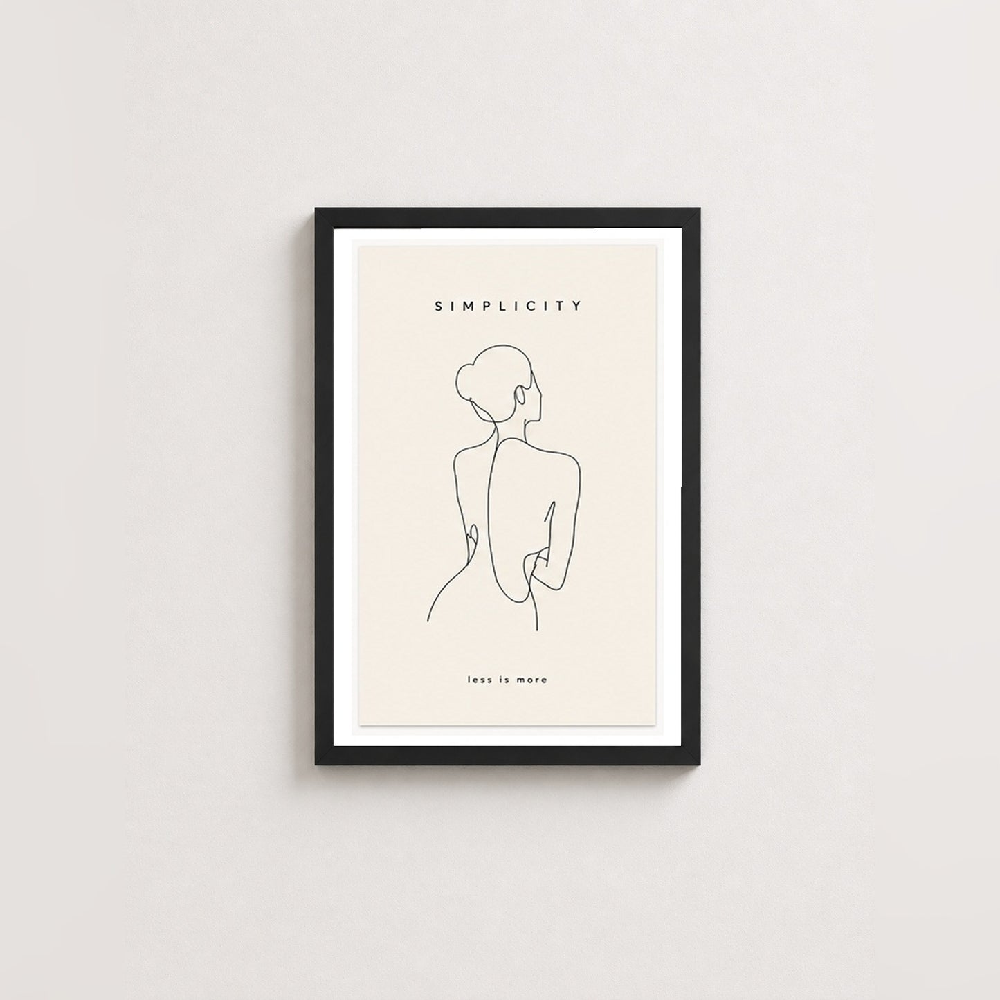 Zarif Çizgi – Minimal Çerçeveli Poster — Siyah — Paspartulu — TabloLab