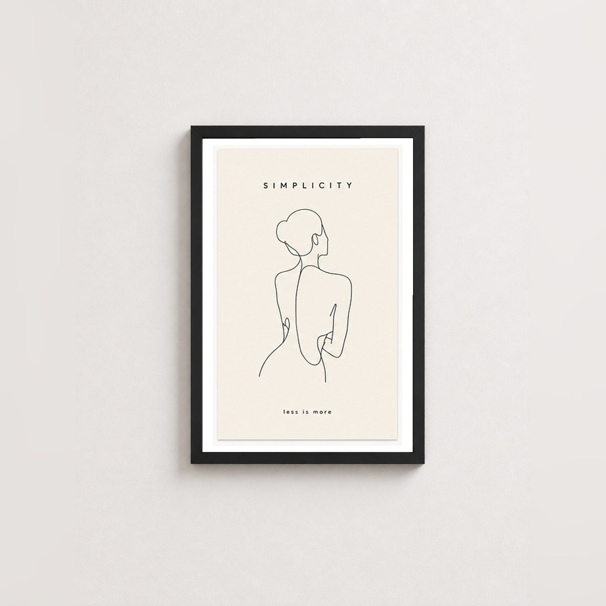 Zarif Çizgi – Minimal Çerçeveli Poster — Siyah — Paspartulu — TabloLab