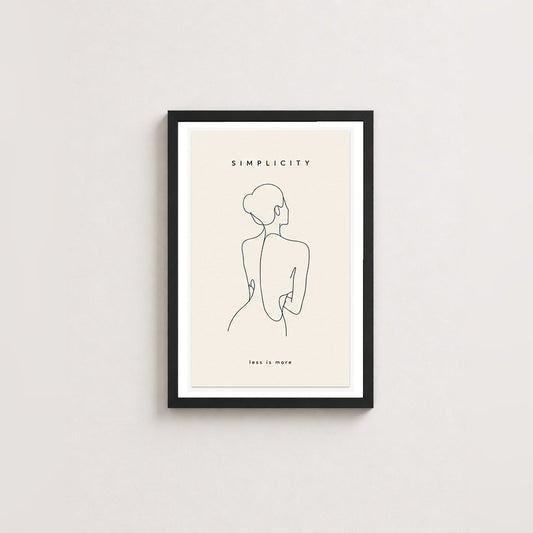Zarif Çizgi – Minimal Çerçeveli Poster — Siyah — Paspartulu — TabloLab