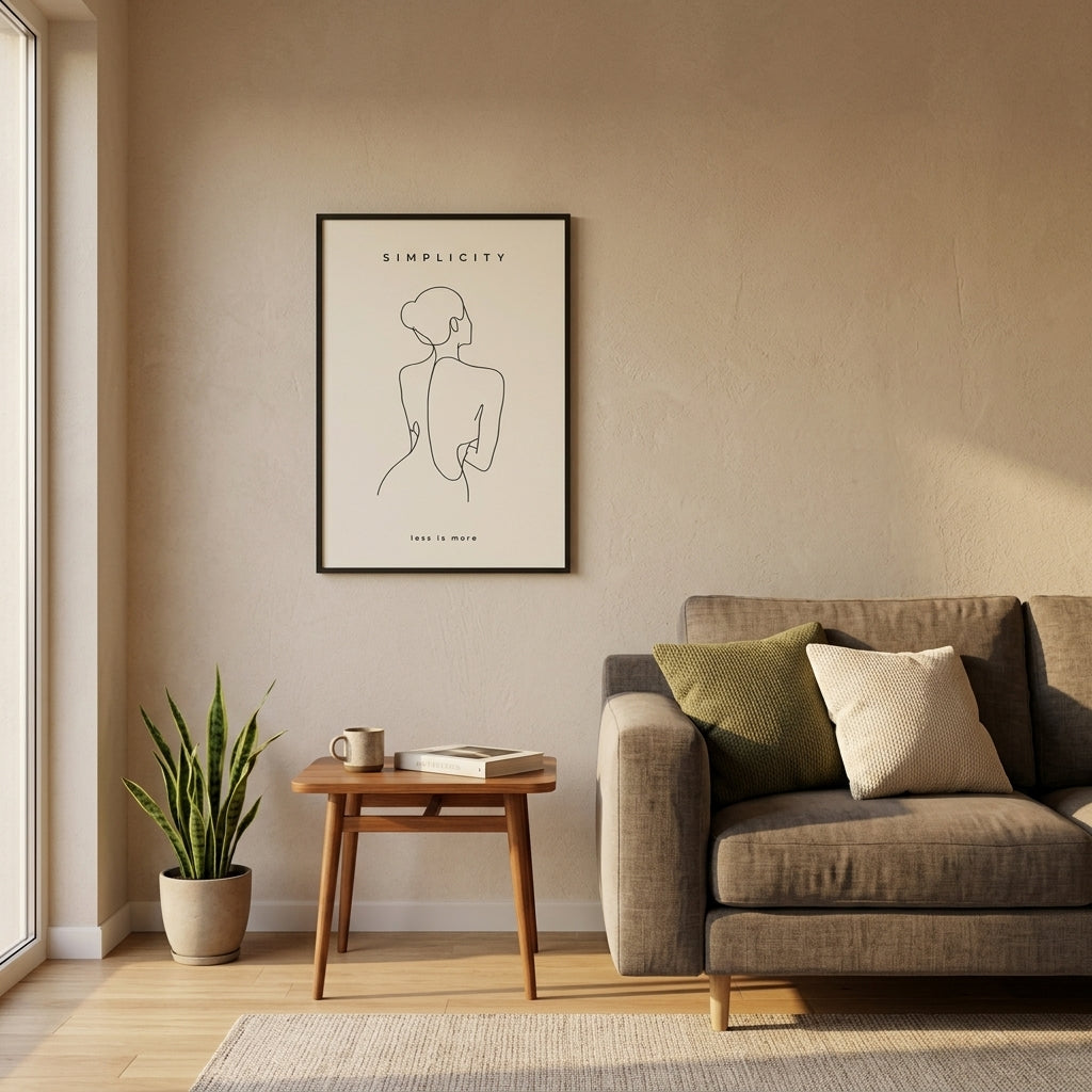 Zarif Çizgi – Minimal Çerçeveli Poster — Siyah — Paspartusuz — TabloLab