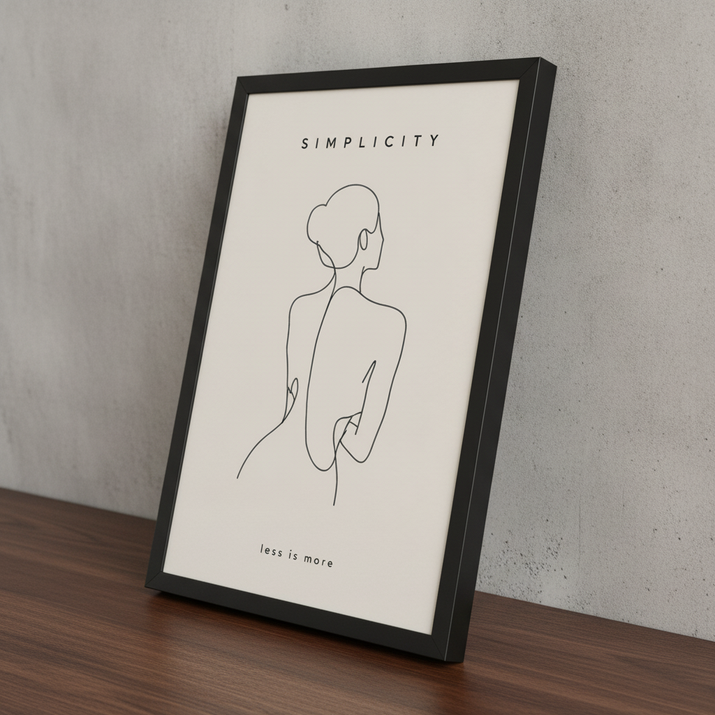 Zarif Çizgi – Minimal Çerçeveli Poster — Siyah — Paspartusuz — TabloLab