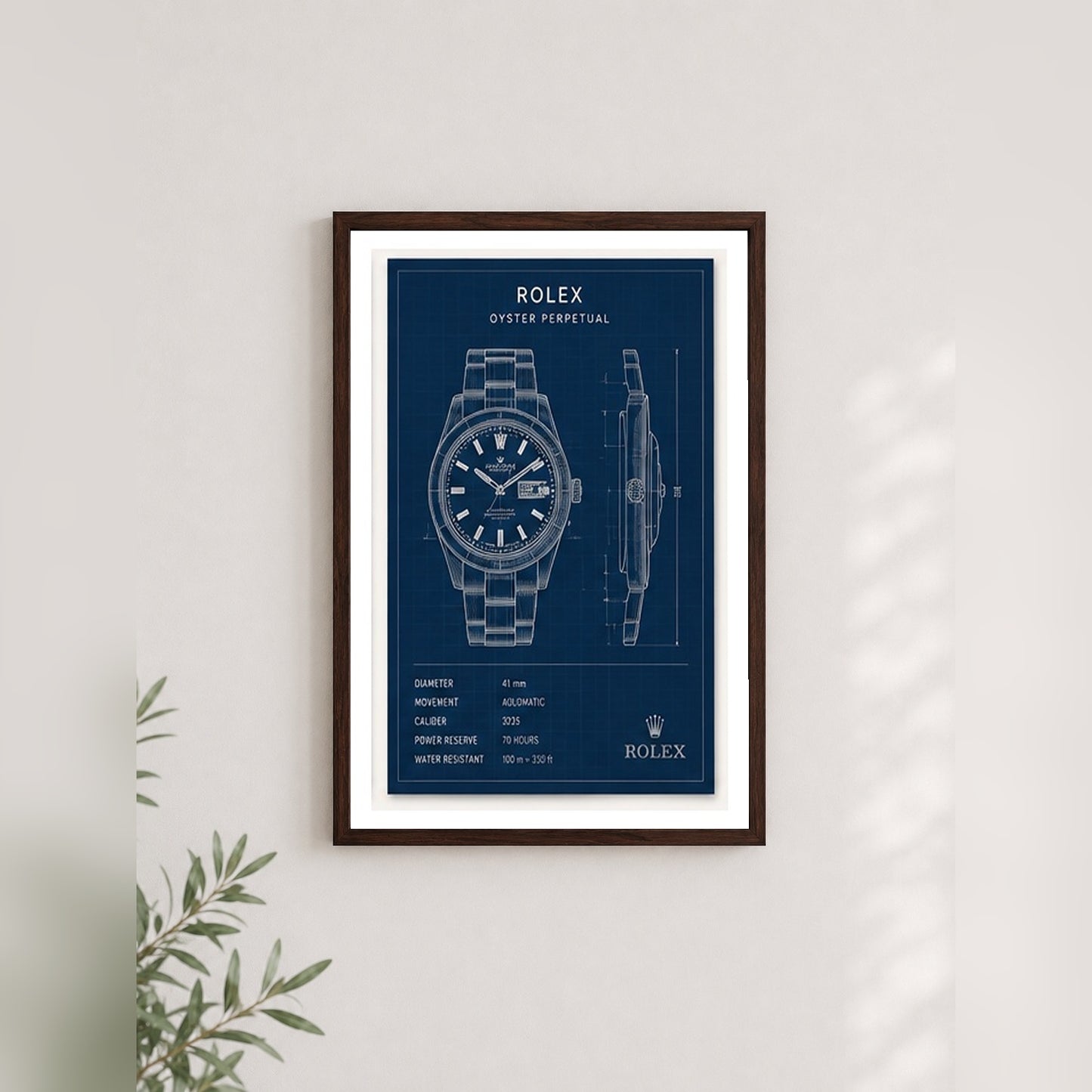 Zarif Detaylar – Teknik Çizim Çerçeveli Poster — Ceviz — Paspartulu — TabloLab