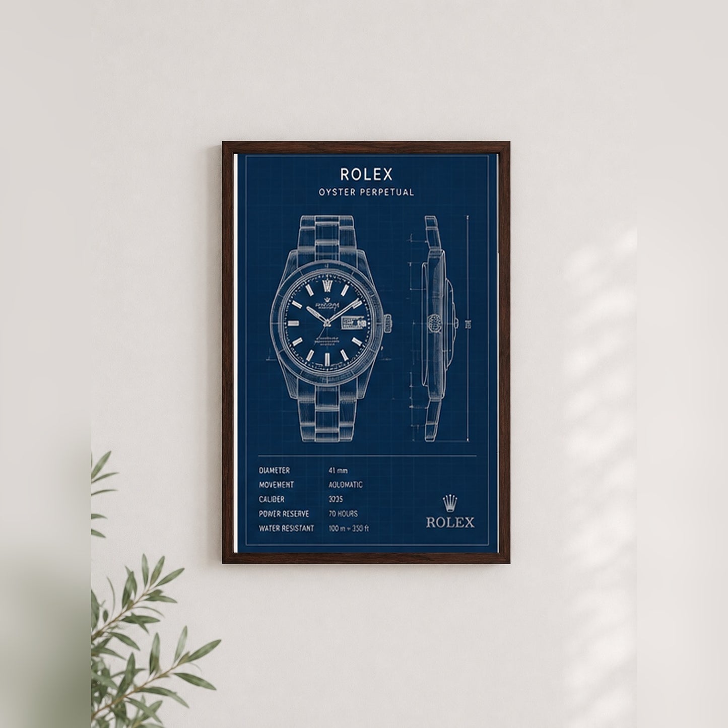 Zarif Detaylar – Teknik Çizim Çerçeveli Poster — Ceviz — Paspartusuz — TabloLab