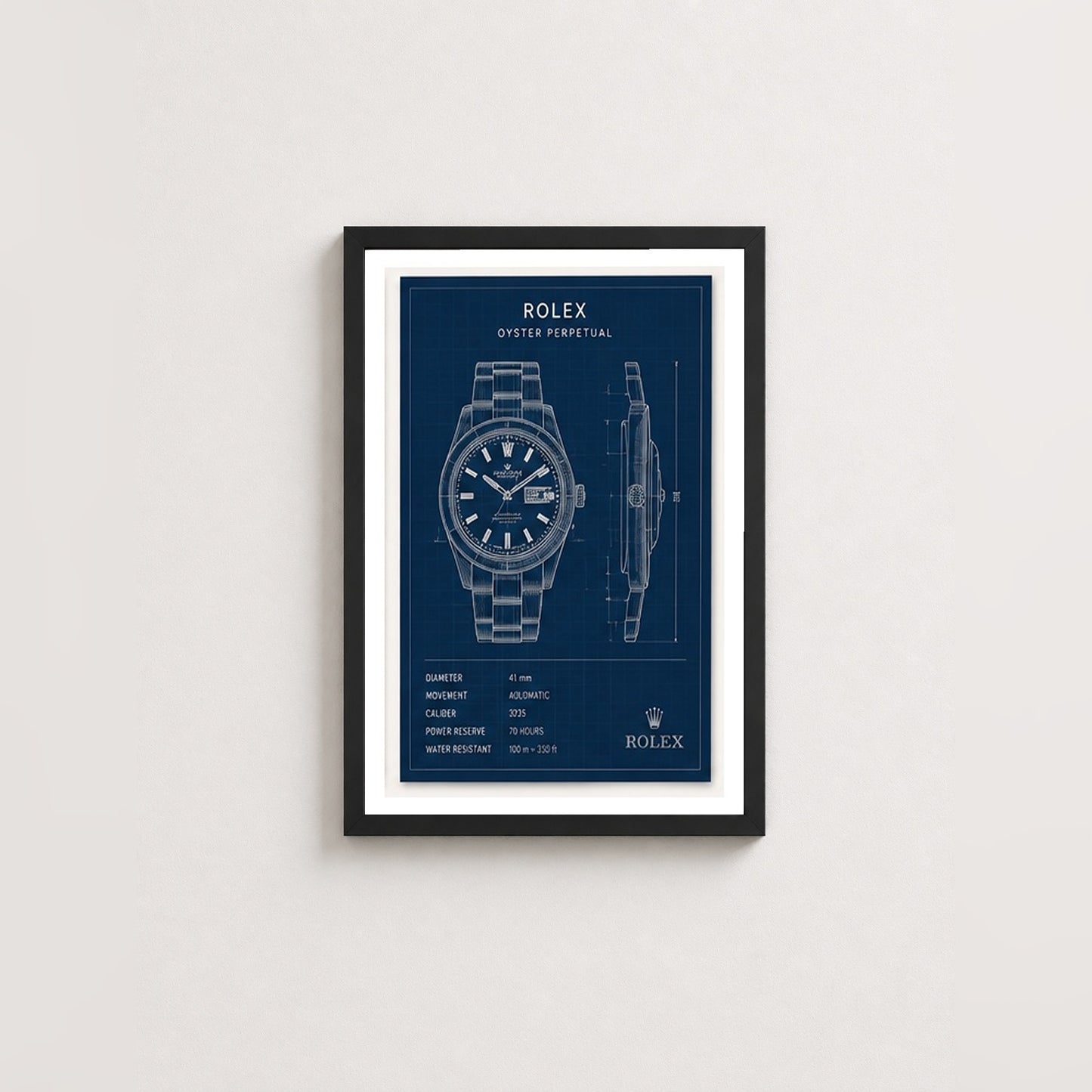 Zarif Detaylar – Teknik Çizim Çerçeveli Poster — Siyah — Paspartulu — TabloLab