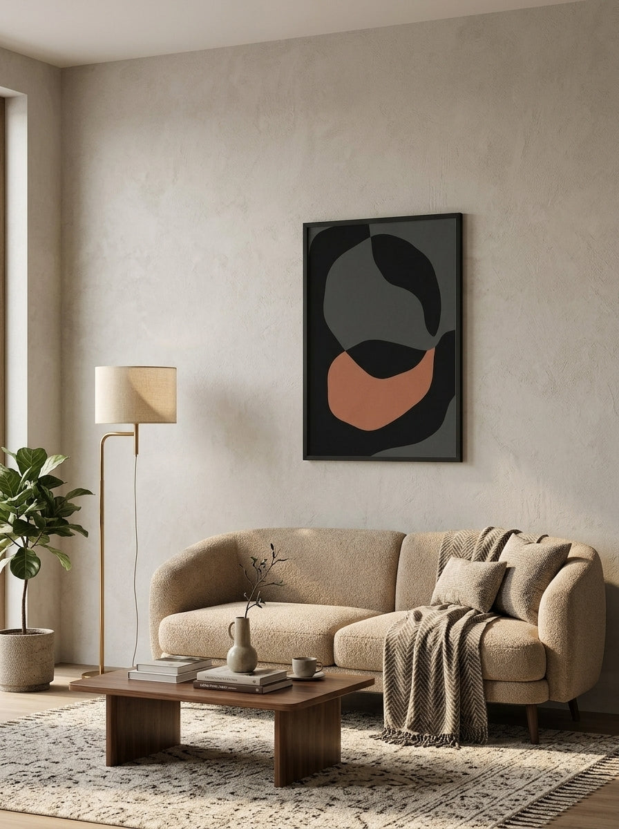 Zarif Tekstürler – Minimal Çerçeveli Poster — Siyah Çerçeve — TabloLab