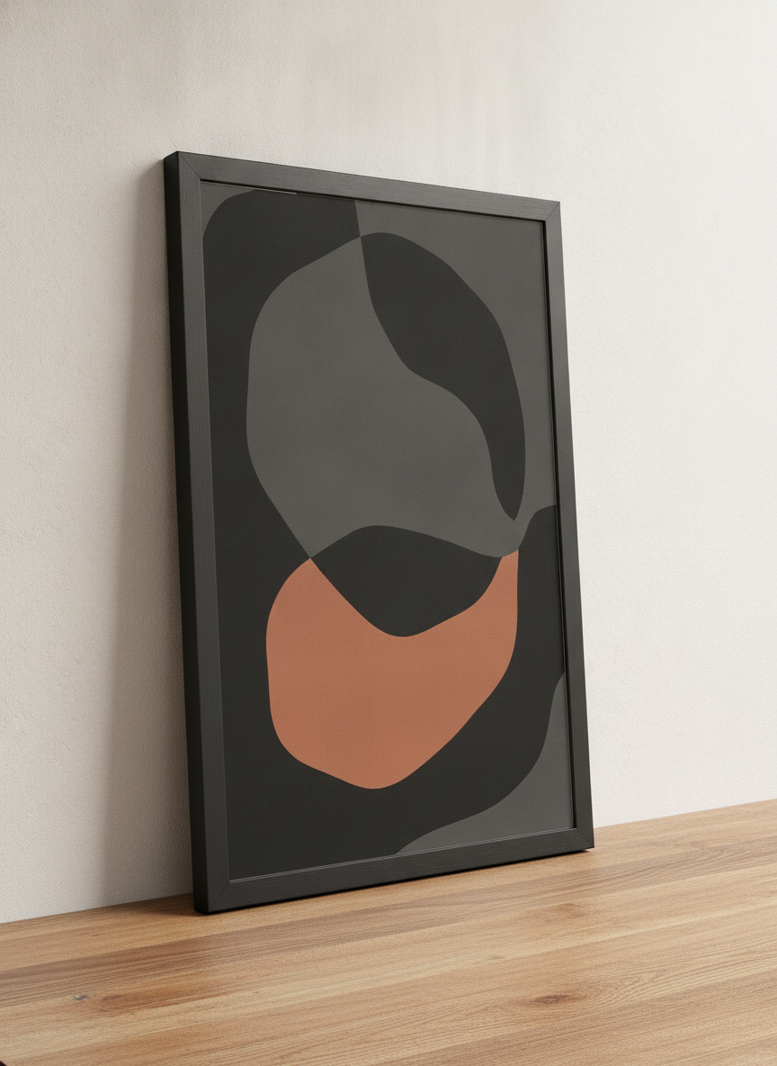 Zarif Tekstürler – Minimal Çerçeveli Poster — Siyah Çerçeve — TabloLab