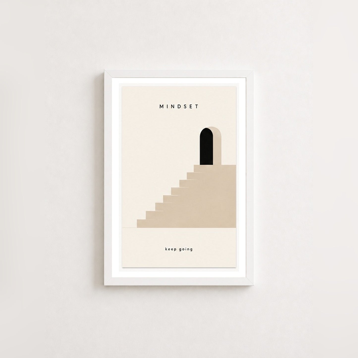 Zihin Basamakları – Minimal Çerçeveli Poster — Beyaz — Paspartulu — TabloLab