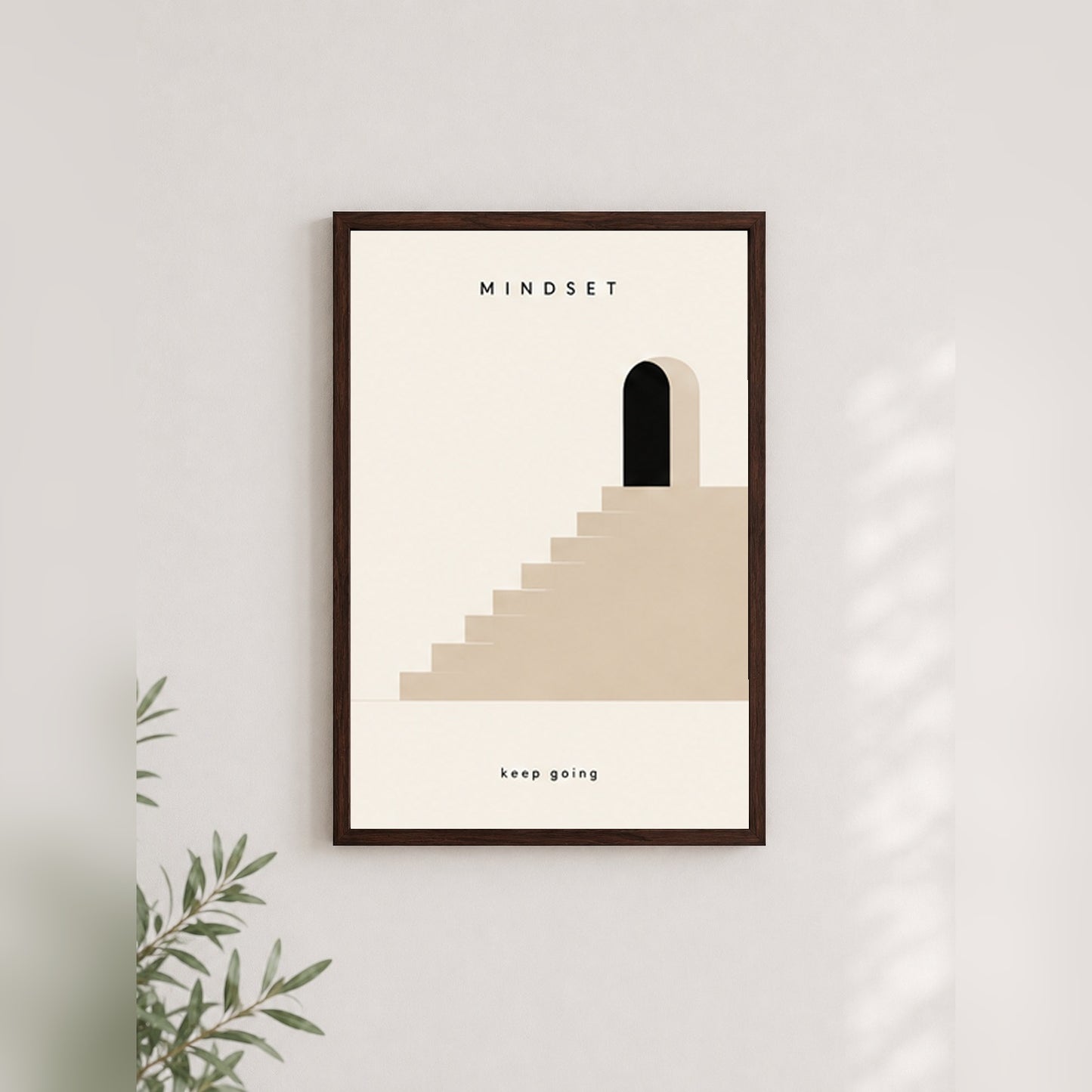 Zihin Basamakları – Minimal Çerçeveli Poster — Ceviz — Paspartusuz — TabloLab