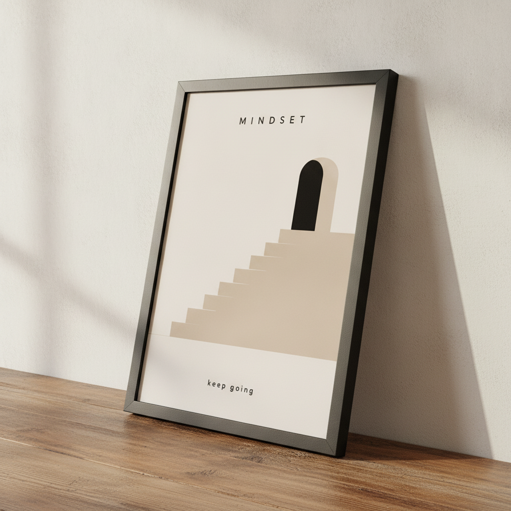Zihin Basamakları – Minimal Çerçeveli Poster — Siyah — Paspartusuz — TabloLab