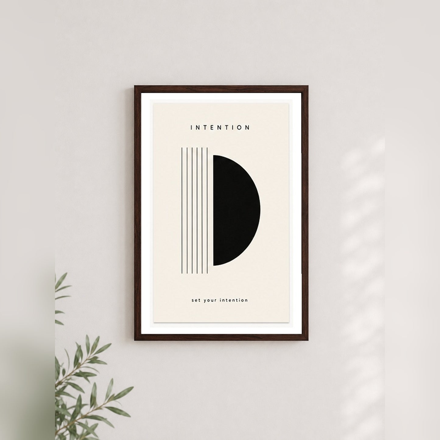 Zihin ve Hedef – Minimal Çerçeveli Poster — Ceviz — Paspartulu — TabloLab