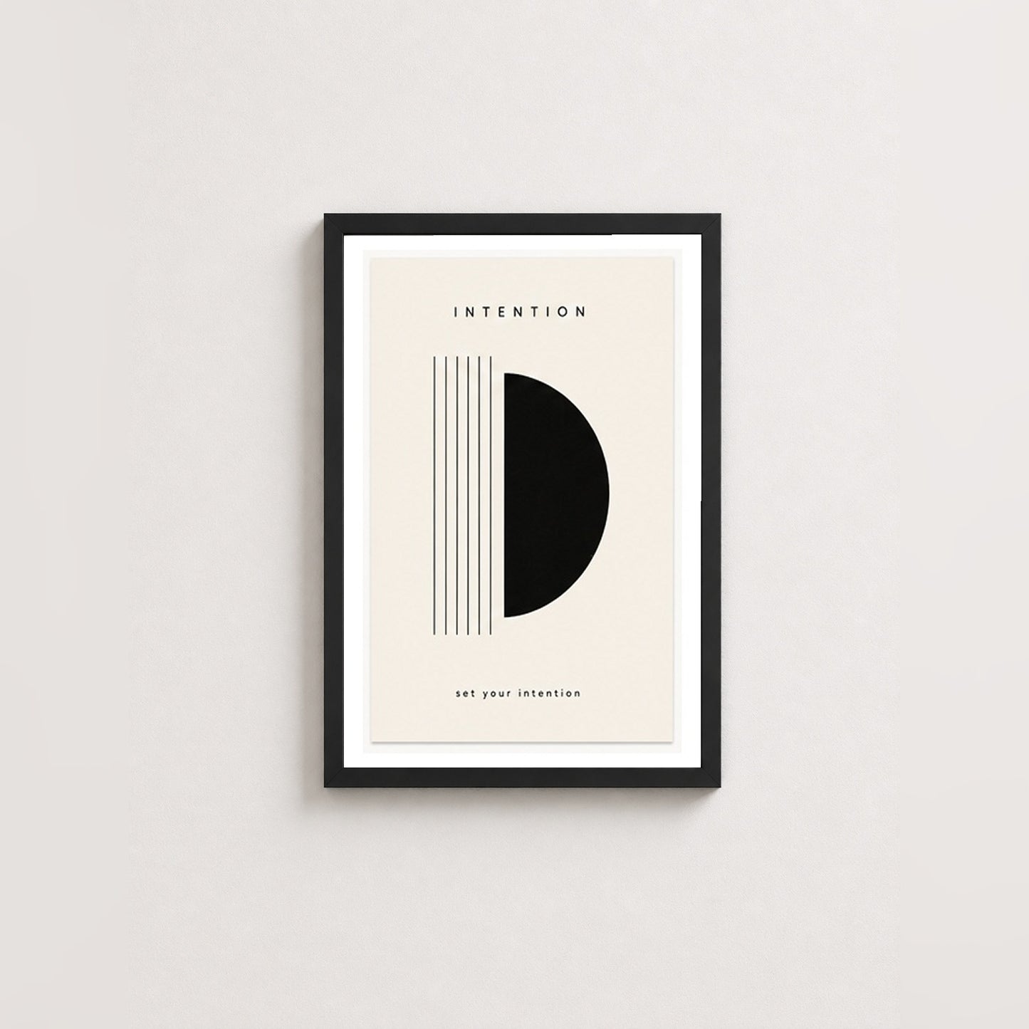 Zihin ve Hedef – Minimal Çerçeveli Poster — Siyah — Paspartulu — TabloLab