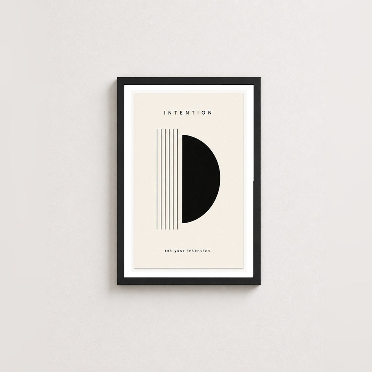 Zihin ve Hedef – Minimal Çerçeveli Poster — Siyah — Paspartulu — TabloLab